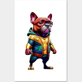 Frenchie in Oceanic Heroic Attire Posters and Art